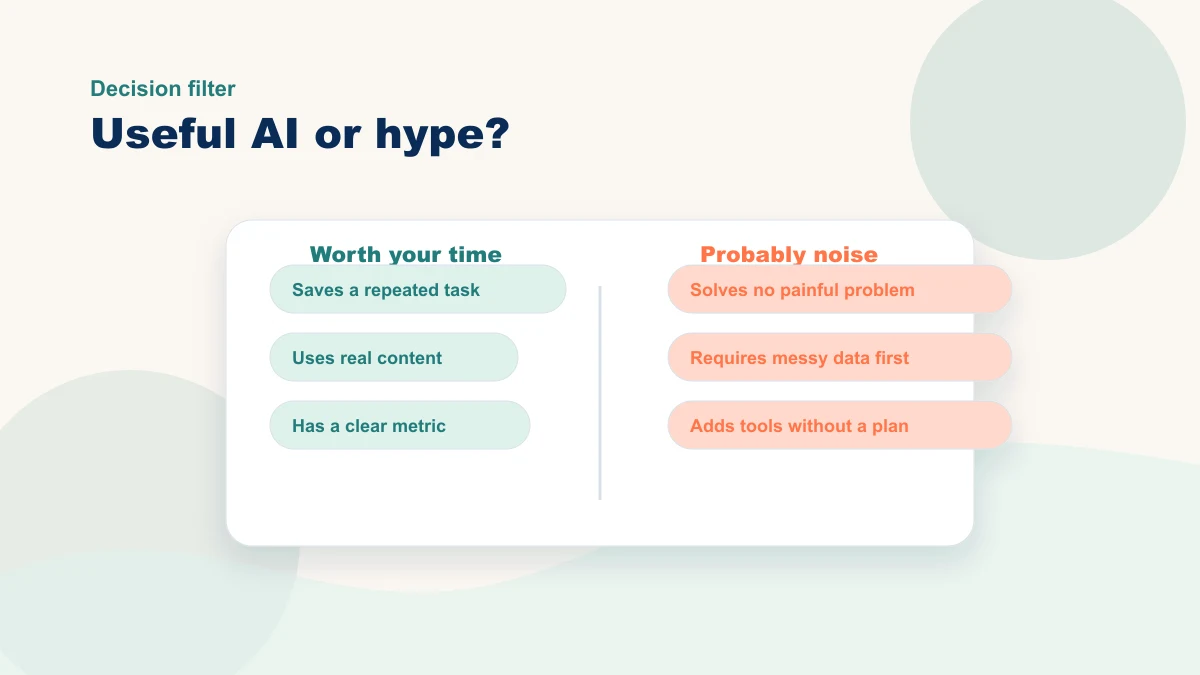 Decision filter separating useful AI projects from hype